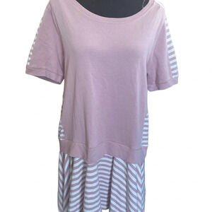 Umgee mauve & cream fleece ruffle hem dress S